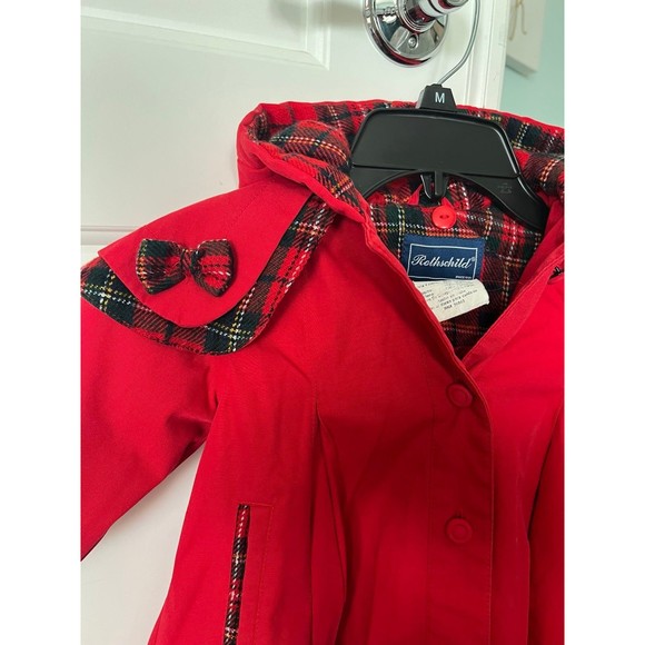 Rothschild Vintage Girls Red Cape Jacket‎ Quilted Tartan Plaid Lining 12 months - Picture 9 of 10